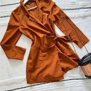 short dress with sleeves Beginning Boutique Vibrant Orange Blazer